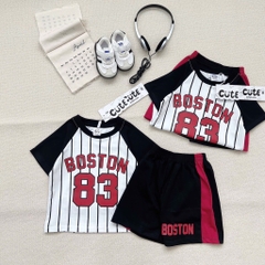 SET BỘ COTTON ĐEN PHỐI SỌC BOSTON 83 CHO BÉ TRAI
