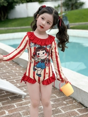 ĐỒ BƠI - JUM BƠI DÀI TAY KẺ ĐỎ BÉ GÁI