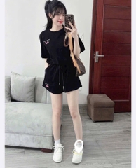 SET BỘ ĐÙI IN CHỮ THÊU LOGO CÚN DỄ THƯƠNG NỮ SẴN (SALE 55k)