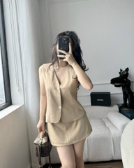SET NỮ ÁO GILE + CHÂN VÁY ZR XUẤT (Sale 119k)