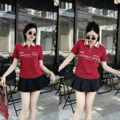 ÁO COTTON CỔ BO LEN ĐỎ NỮ SẴN(XẢ 49k)