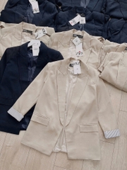ÁO BLAZER LI-EN ÉP MÙNG PHỐI TAY KẺ 2 LỚP NỮ THU ĐÔNG SẴN