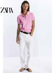 ÁO LEN POLO HỒNG CỘC TAY NỮ