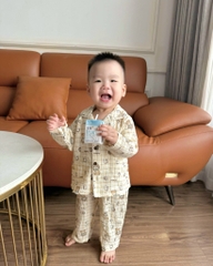 SET BỘ PIIJAMA VẢI HÀN CARO GẤU BÉ TRAI SẴN