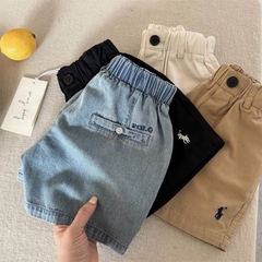 QUẦN KAKI SHORT CẠP CHUN MMY 4M THÊU POLO BÉ TRAIBÉ GÁI ( xả 29k)