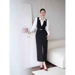 VÁY PHỐI XẺ TRƯỚC NẮP TÚI NỮ THU ĐÔNG SẴN