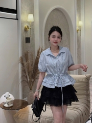ÁO SƠ MI NƠ BÈO TẦNG XANH NỮ