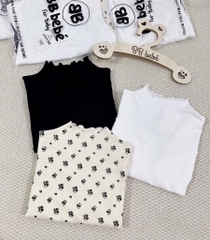 SET 3 ÁO ZIP DÀI TAY ĐEN TRẮNG HOA NHÍ BÉ GÁI (SALE 89k)