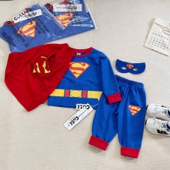 SET BỘ DÀI COTTON SUPER MAN XANH KÈM MẶT NẠ ÁO CHOÀNG BÉ TRAI