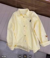 ÁO SƠ MI VÀNG THÊU MICKEY DÀI TAY NỮ