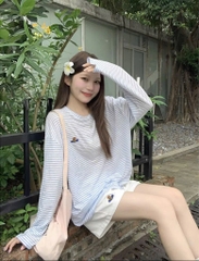ÁO PHÔNG KẺ XANH QUẦN SOOC NỮ