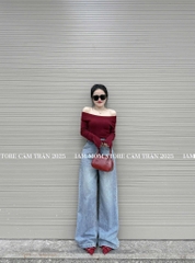 QUẦN JEAN NỮ SUÔNG TÚI VUÔNG MÀU XANH SẴN (xả 89k)