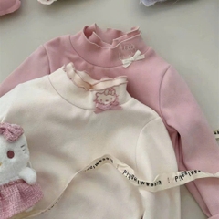 SET 2 ÁO MÈO GIỮ NHIỆT DÀI TAY CỔ BÈO HỒNG BE BÉ GÁI