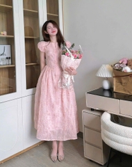 VÁY TƠ KIM SA 2 LỚP TAY BỔNG KHOÁ TRƯỚC NỮ SẴN(SALE 148k)