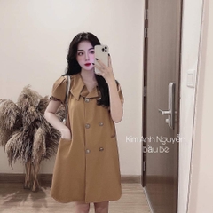VÁY BABYDOLL NÂU CỔ VEST KHUY XỊN (Xả 45k)