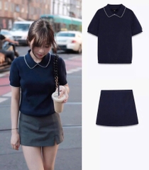 ÁO POLO DỆT VIỀN REN ZARA NỮ
