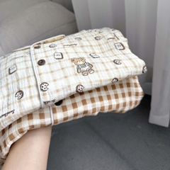 SET BỘ PIIJAMA VẢI HÀN CARO GẤU BÉ TRAI SẴN