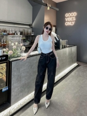 QUẦN JEAN NỮ BAGGY ĐEN SẴN (XẢ 75k)