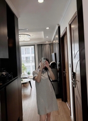 VÁY XÁM PHỐI CỔ TAY KẺ NỮ SẴN