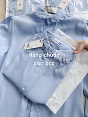 ÁO SƠ MI GU XANH DƯƠNG CỔ REN NỮ