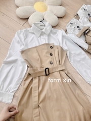 VÁY KAKI PHỐI ĐAI EO SẴN( XẢ 120k)