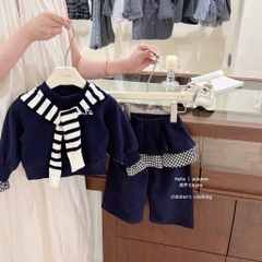 SET BỘ NỈ 2 DA KÈM KHĂN BÉ GÁI MÀU THAN