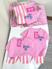 SET BARBIE QUẦN KẺ HỒNG CHO BÉ GÁI SẴN