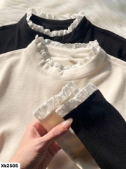 SET 2 ÁO ZIP NỈ LÔNG PHỐI REN NỮ THU ĐÔNG