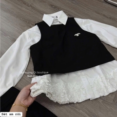 SET ÁO SƠ MI MIX GHILE ĐEN NỮ THU ĐÔNG