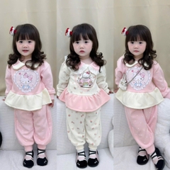 BỘ NỈ 2 DA HELLOKITTY BÉ GÁI