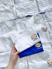 SET 2 ÁO PHÔNG COTTON TRẮNG XANH BÉ TRAI SẴN