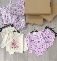 SET 2 BỘ DÀI LABUBU TÍM KEM PHỐI CỔ VIỀN REN CHO BÉ GÁI (XẢ 79k)