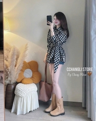 ÁO SƠ MI KẺ BUỘC VẠT NỮ
