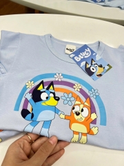 SET ÁO PHÔNG CV IN HOA BLUEY XANH TRỜI BÉ GÁI SẴN ( XẢ 39k)