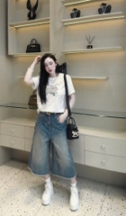 SET NGỐ JEANS NỮ CHÂN RUA MIX PHÔNG GIẤY VOI SẴN