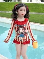 ĐỒ BƠI - JUM BƠI DÀI TAY KẺ ĐỎ BÉ GÁI