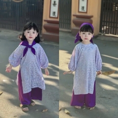 SET ÁO DÀI TÍM CHO BÉ GÁI SẴN