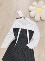 SET VÁY CÚP MIX ÁO SƠ MI CỔ CÁCH ĐIỆU NỮ SẴN