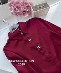 ÁO SƠ MI LỤA ZARA ĐỎ CÚC KIỂU NỮ SẴN (SALE 75k)