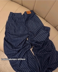 QUẦN NỮ XANH THAN MỀM KẺ SỌC SẴN
