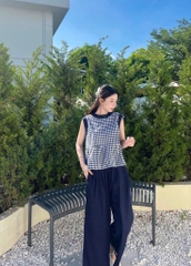SET BỘ PHỐI KẺ CARO QUẦN SUÔNG NỮ