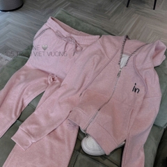 SET BỘ DÀI NỈ KÉO KHOÁ HỒNG THÊU NỮ THU ĐÔNG