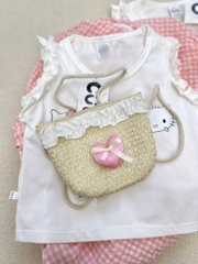 SET KITTY SÁT NÁCH TRẮNG QUẦN BÍ KÈM TÚI CHO BÉ GÁI SẴN