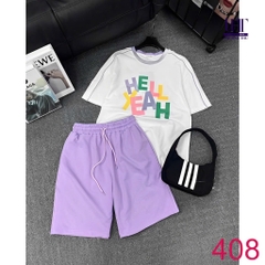 SET BỘ COTTON TÍM HELL YEAH NỮ
