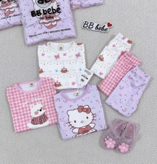 SET 3 BỘ DÀI KITTY TĂM KẺ HỒNG TÍM BÉ GÁI
