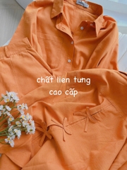 SET BỘ ORANGE NƠ SAU XẮN TAY QUẦN SHORT LỠ NỮ SẴN(XẢ 155k)