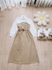 VÁY KAKI PHỐI ĐAI EO SẴN( XẢ 120k)
