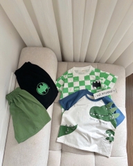 SET 2 BỘ BÉ TRAI KẺ CARO KHỦNG LONG SẴN