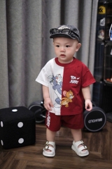 SÉT BỘ COTTON TOM & JERRY TONE TRẮNG ĐỎ CHO BÉ TRAI
