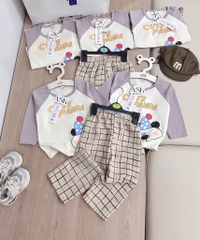 SET BỘ DÀI CUTE PANDA PHỐI QUẦN KẺ BÉ TRAI SẴN(XẢ 39k)